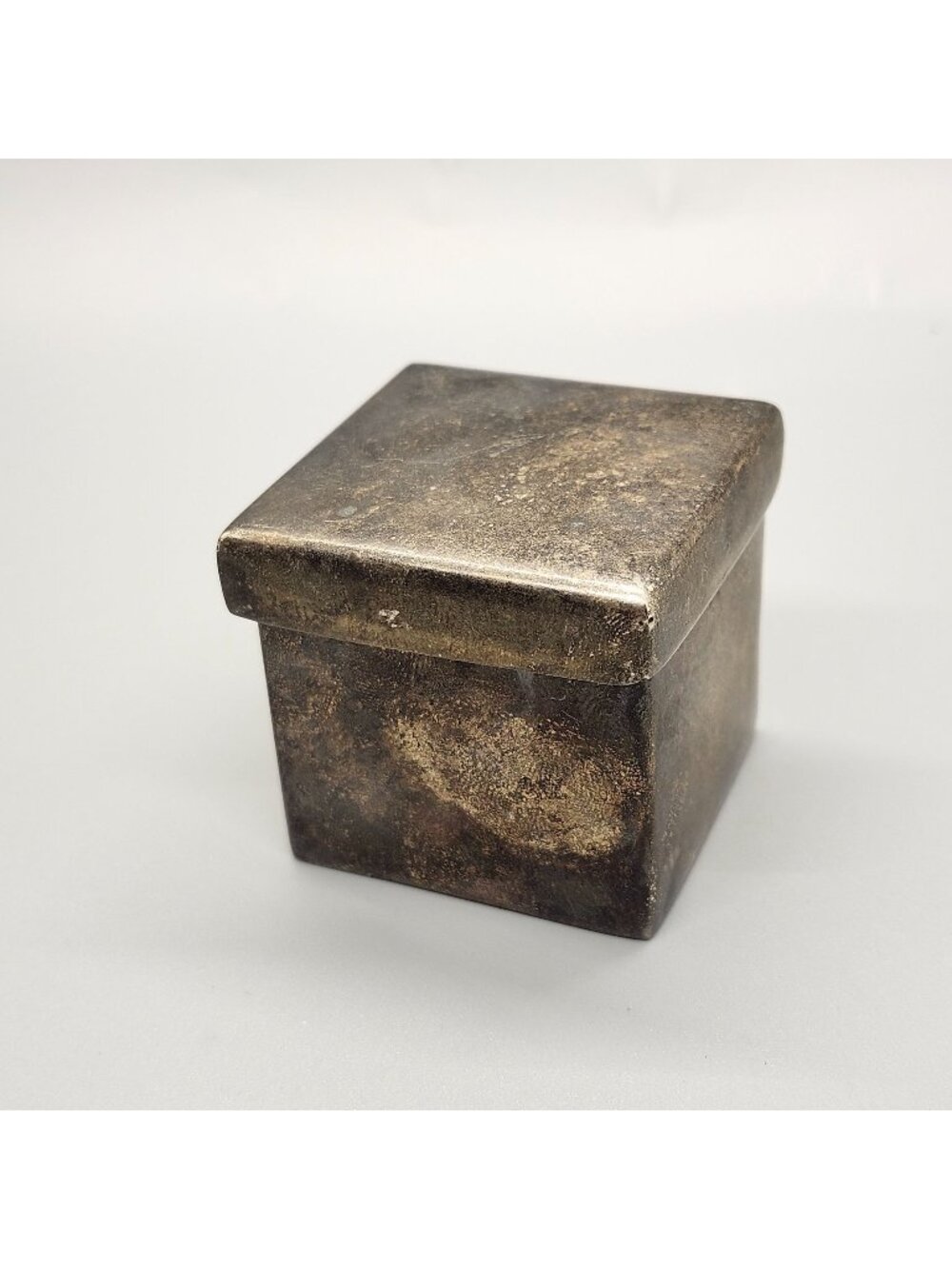 Vintage Silverplate Square Trinket Box made In India 2x2x2 Inches